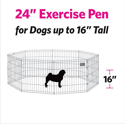 MidWest Homes for Pets Universal Pet Playpen 2-Panel Extension Kit | Fits Metal 24-Inch Dog Pens | Kit Measures 24H x 47.50W Inches| Includes 4 Thumb Snaps, 2 Ground Stakes - color: Black, size: 24H-Inch Pen Extension Panel