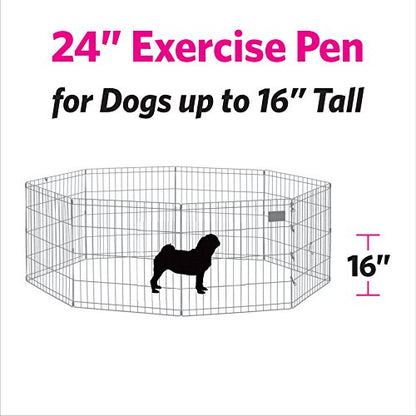 MidWest Homes for Pets Universal Pet Playpen 2-Panel Extension Kit | Fits Metal 24-Inch Dog Pens | Kit Measures 24H x 47.50W Inches| Includes 4 Thumb Snaps, 2 Ground Stakes - color: Black, size: 24H-Inch Pen Extension Panel