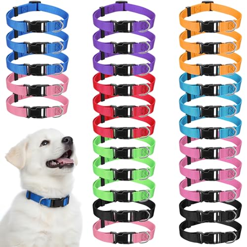 JIEYAO 27 Pcs Colorful Dog Collars for Small Medium Dog, Nylon Adjustable Puppy Collars with Quick Release Buckle 9 Colors Pet Collar Bulk for Walking Training