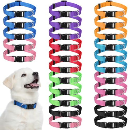 JIEYAO 27 Pcs Colorful Dog Collars for Small Medium Dog, Nylon Adjustable Puppy Collars with Quick Release Buckle 9 Colors Pet Collar Bulk for Walking Training