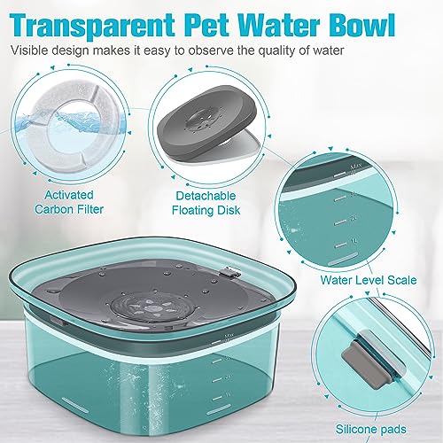 UPSKY 4L Dog Water Bowl 135oz No Spill Dog Bowl Extra Large Capacity Slow Drinking Water Feeder, Splash Proof Pet Water Dispenser Vehicle Carried Travel Water Floating Bowl for Dogs, Cats - color: L-Green, size: 4 L