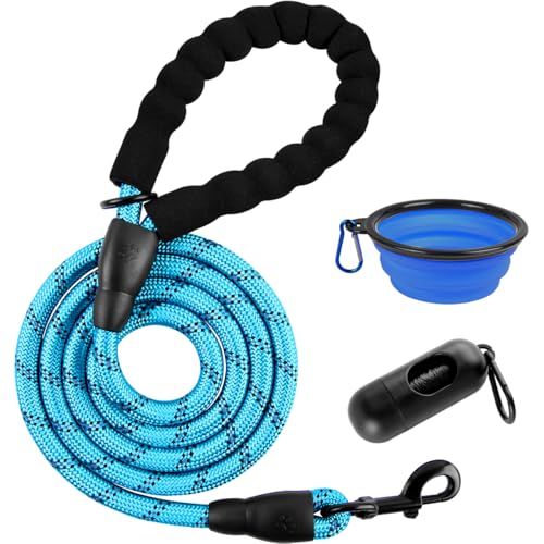 BARKBAY Dog Leashes for Large Dogs Heavy Duty Dog Leash 4/5/6 FT with Comfortable Padded Handle and Highly Reflective Threads for Medium Large Dogs Walking Training Running (6FT-1/2'',Blue) - color: Blue, size: 6 Feet