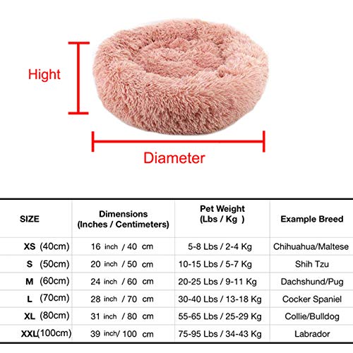 Plush Dog Bed Pet Calming Fur Bed, Fluffy Donut Round Cat Beds, Anti-Slip & Anti-Anxiety, 16 Inch for Puppy and Kitties, Apple Green, XS - color: Apple Green, size: XS - 16 inch