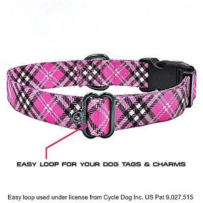 Max and Neo Plaid Pattern NEO Dog Collar - We Donate a Collar to a Dog Rescue for Every Collar Sold (Pink, Small) - color: Pink Plaid, size: Small