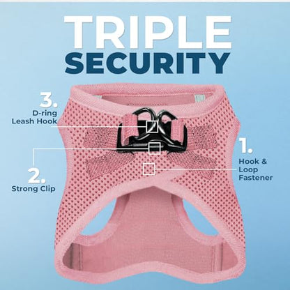 Best Pet Supplies Voyager Step-in Air All Weather Mesh Harness and Reflective Dog 5ft Leash Combo with Neoprene Handle, for Small, Medium and Large Breed Puppies - Set (Pink), Medium - color: Harness Leash Set (Pink), size: M (Chest: 16 - 18")