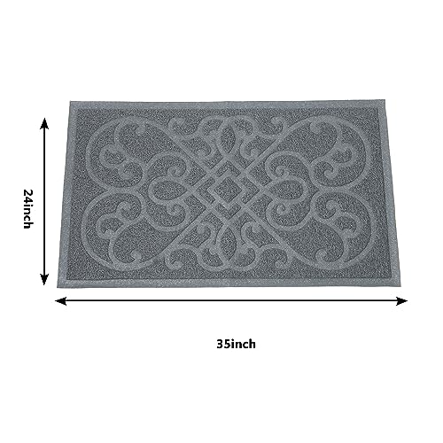 PetLike Cat Litter Box Mat, Thick Kitty Litter Trapping Mat, Durable,Waterproof &Washable with Non-Slip Backing, Soft on Kitty Paws and Easy to Clean, BPA Free - color: Light Grey, size: 35x24