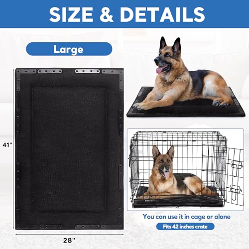 HOMBYS Indestructible Chew Proof Dog Bed with 20 Metal Rivets - Ultra Durable 0.8" Thick Kennel Mat for Aggressive Chewers & Teething Puppies, Waterproof Pet Bed Fits Large Crates (41" x 28") - size: 41" x 28"