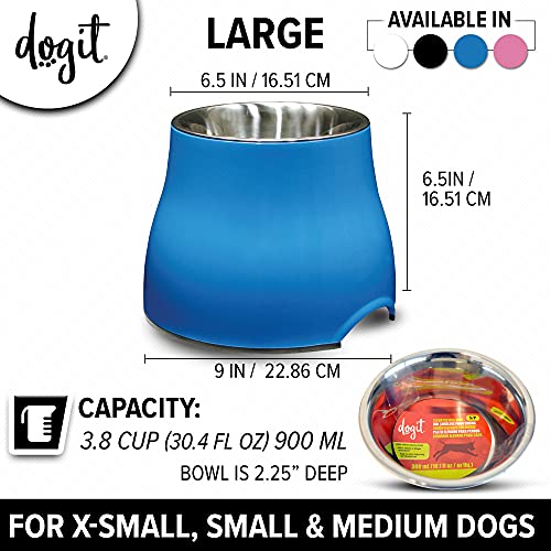 Dogit Elevated Dog Bowl, Stainless Steel Dog Food and Water Bowl for Large Dogs, Blue, 73751 - color: Blue, size: Large