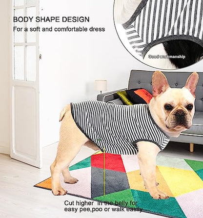 Dog Combed Cotton Tee Shirts,Soft Breathable Sun Protection Small Puppy T-Shirt for Boy Girl Dogs,2 Pack Grey White Striped S - color: Deep Light Grey Striped, size: Small