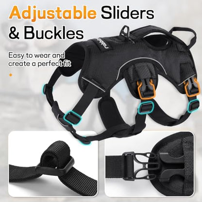 rabbitgoo Escape Proof Dog Harness, Soft Padded Full Body Pet Harness, Reflective Adjustable No Pull Vest with Lift Handle and Leash Clip for Large Dogs Walking Hiking Training, L, Black - color: Black, size: Large (Pack of 1)