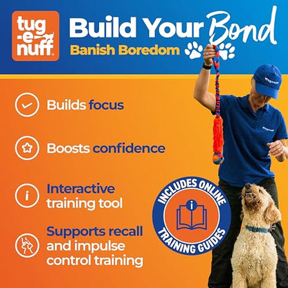 Tug-E-Nuff Fauxtastic PowerBall Bungee, Durable, Faux-Fur Fetch & Tug of War Dog Toy with Rubber Ball, Interactive Dog Tug Toys for Training Small, Medium, Large Dogs, 25 in, Orange Pattern - color: Orange