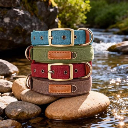 Soft Nylon Dog Collar with Buckle, Adjustable Padded Pet Collar with D-Ring for Small Medium Large Dogs,Brown,S - color: Brown, size: S:Neck 10.6-14.5"