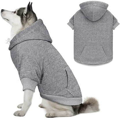 Dog Sweaters for Large Dogs,Dog Hoodie Sweater Solid Soft Brushed Fleece Pet Clothes Hoodie Sweatshirt with Pocket(Grey-XL) - color: Grey, size: X-Large