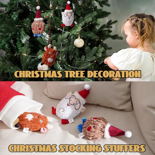 Nocciola 3 PCS Christmas Dog Toys, Santa Claus, Reindeer and Gingerbread Man Crinkle Dog Squeaky Toys, Cute Stuffed Puppy Toys,Perfect Christmas Toys for Small Medium Dogs - style: Cartoon Christmas