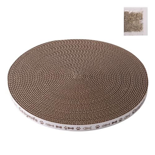 10 Inch Round Cat Scratcher Pad Refill - 3/5 Inch Thick Compressed Cardboard, Universal Fit for Round Scratching Posts & Standalone Use, Protect Furniture for Indoor Cats (1 PCS) - size: 1 PCS