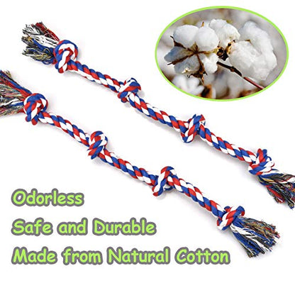 LECHONG Rope Dog Toys for Aggressive Chewers Large Breed Medium Breed, Small Dog Puppy Teething Chew Toys Heavy Duty Dental Dog Rope Toys Prevents Boredom and Relieves Stress - size: 8pack