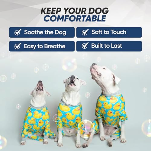 Tooth and Honey Pit Bull Pajamas Rubber Duck Print Lightweight Pullover Pajamas Full Coverage Dog pjs Yellow with Grey Trim - size: XX-Large