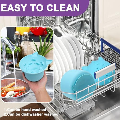 Silicone Cat Slow Feeder, Elevated Slow Feeder Bowl Tilt Design, Suitable for Dry and Wet Food, Adjustable Angle, Cat Food Puzzle with Suction Cup(Blue) - color: Blue