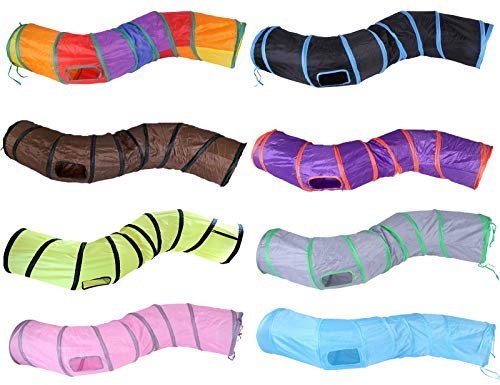 iCAGY Cat Tunnel for Indoor Cats Interactive, Rabbit Tunnel Toys, Pet Toys Play Tunnels for Cats Kittens Rabbits Puppies Crinkle Pop Up 47" Shape S - color: Pink