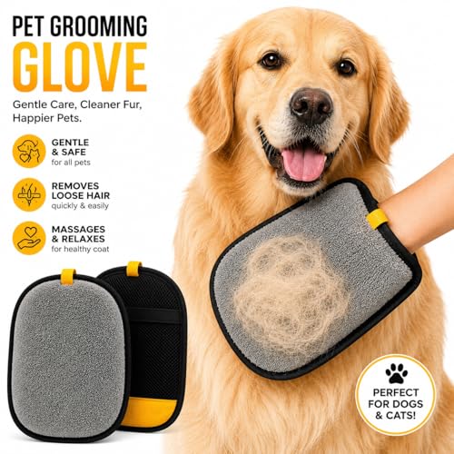 Pet Hair Remover Glove for Dogs & Cats – Reusable Double-Sided Fur Cleaning Mitt for Couch, Carpet, Furniture & Clothes – Easy Lint & Hair Removal Tool