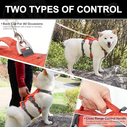 Escape Proof Dog Harness, Lightweight Full Body Pet Vest with Lift Handle and Leash Clip, Reflective Adjustable Small Dog Harness for Daily Walking(Vermilion,Chest:14-22") - color: Vermilion, size: XS: Chest 14-22", Fit 8-12 lbs