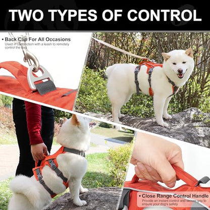 Escape Proof Dog Harness, Lightweight Full Body Pet Vest with Lift Handle and Leash Clip, Reflective Adjustable Small Dog Harness for Daily Walking(Vermilion,Chest:14-22") - color: Vermilion, size: XS: Chest 14-22", Fit 8-12 lbs
