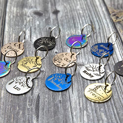 Personalized Dog Tag with 5 Lines of Custom Deep Engraved Durable Stainless Steel Pet ID Name Tag Designer Small Size Round - size: Small, style: Round