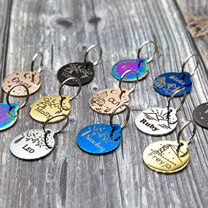 Personalized Dog Tag with 5 Lines of Custom Deep Engraved Durable Stainless Steel Pet ID Name Tag Designer Small Size Round - size: Small, style: Round