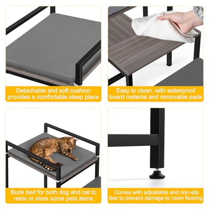 Dog Window Perch Dog Steps for High Beds and Couch, 22''H Non-Slip Stairs for Small Medium Cats, 4 Steps Pet Bunk Bed with Stair, Sturdy Frame