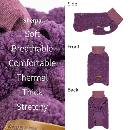 Fitwarm Sherpa Dog Turtleneck Sweater, Warm Dog Winter Clothes for Small Dogs Girl Boy, Doggy Pullover Jumper, Pet Outfit, Purple, Dark Pink, Small - size: Small