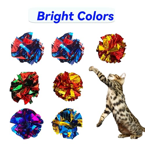 Cat Toys 20 Packs Interactive Crinkle Ball, 2.3 Inch Bright Colors Cat Ball Toys to Attract and Engage Cats, Promote a Healthy Lifestyle for All Breed Sizes Cats - size: 20 Packs