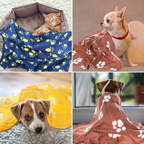 Tatuo 15 Pieces Puppy Blanket Cute Dog Cat Bed Sleep Mat Pad Cover Double Sided Velvet Fabrics Soft Printed Pet Blanket for Kitten and Other Small Animals 15 Colors (Paw Print Patterns)