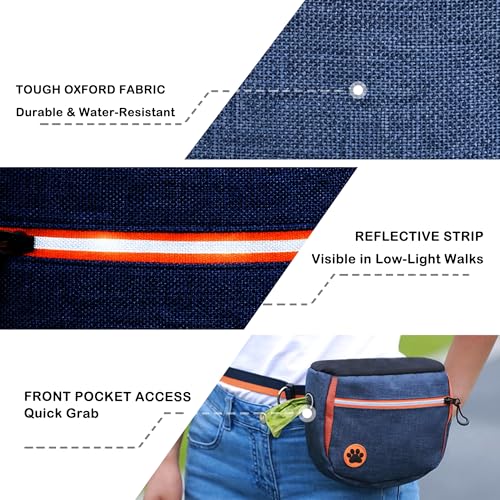 Dog Treat Pouches Bag for Training – Removable Liners, Large Opening Capacity Treat Bag with Clicker, Training Guide, Waist Strap Clip Treat Fanny Pack for Dog Training and Walking