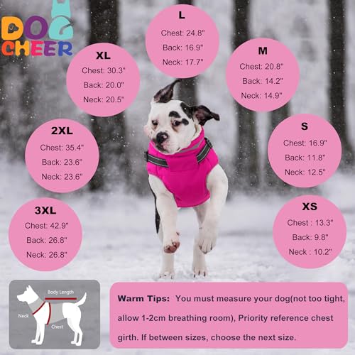 Dog Coat with Harness, Waterproof Warm Dog Winter Jacket with Pockets, Reflective Pet Fleece Jacket Turtleneck Snowsuit for Small Medium Large Dogs - Pink, 3XL - color: Pink, size: XXX-Large(Chest:42.9" Back:26.8" Neck:26.8")