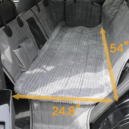 Awjcsv Dog Car Seat Cover for Back Seat, Dog Bed for Car, Fit for Backseat Extenders, Car Seat Protector, Nonslip Soft Durable for Cars Trucks and SUVs (Gray, 24.8" x 54")