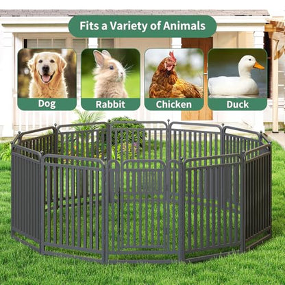 40 Inch Dog Playpen Outdoor, 8 Panels Puppy Playpen Heavy Duty Dog Play Pen Indoors, Rust Resistant Dog Pen for Large/Medium/Small Dogs, Dog Fence for RV Camping - style: 40" H