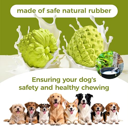 MewaJump Dog Squeaky Toys for Aggressive Chewers, Interactive Natural Rubber Chew Toy for Small Puppy Dogs, Tough Dog Toys for Medium Breed, Keep Dogs Busy, Training and Cleaning Teeth - color: Fruit-green
