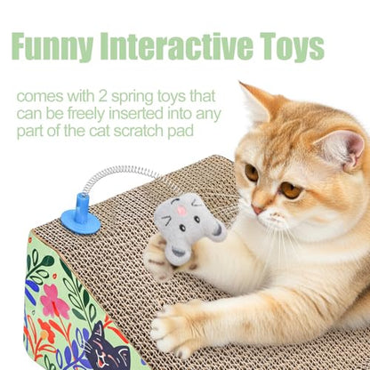WUWEOT 2 in 1 Cat Scratching Board, Removable Cardboard Scratching Pad, Large Cat Lounge Sofa with Detachable Toy for Indoor Cats to Rest, Grind Claws and Play
