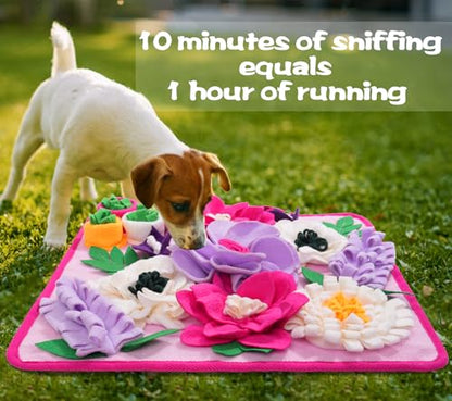 Snuffle Mat for Dogs,Dog Feeding Mat Sniff Mat Interactive Dog Puzzle Mat for Training and Stress Relief Encourages Natural Foraging Skills (Pink) - color: pink
