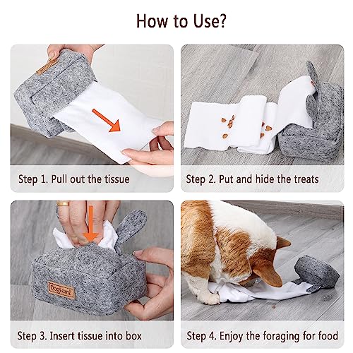 ETIAL Dog Puzzle Toys | Treat Dispensing Toys | Tissue Box Snuffle Sniffing Toys | Hide and Seek Interactive Toys for Dogs Grey
