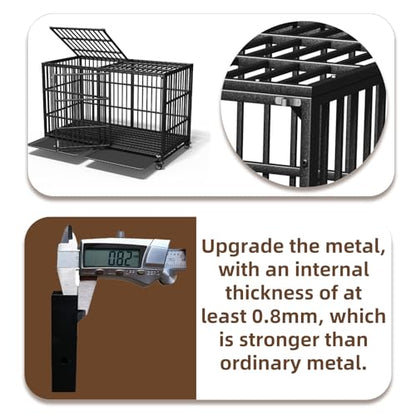 Extra Large Dog Crate for Large Dogs, 64 inches Heavy Duty Dog Crate,Indestructible Dog Kennel for High Anxiety Dogs, Lockable Wheels, Double Door, Removable Tray - size: 64''