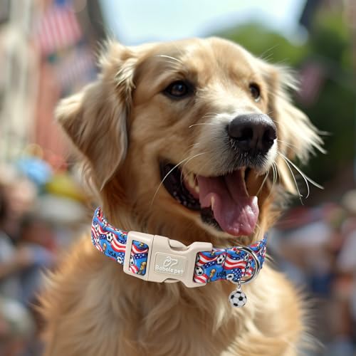American Soccer Dog Collar Blue Patriotic Dog Collars for Puppy Small Dogs - Lightweight Adjustable 4th of July Puppy Collars Summer Stars & Stripes Male Female Dogs Collar XS - color: USA Soccer, size: XS