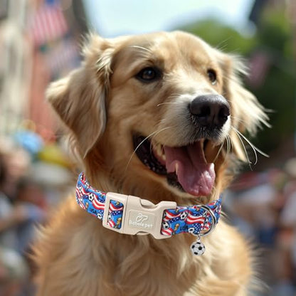 American Soccer Dog Collar Blue Patriotic Dog Collars for Puppy Small Dogs - Lightweight Adjustable 4th of July Puppy Collars Summer Stars & Stripes Male Female Dogs Collar XS - color: USA Soccer, size: XS
