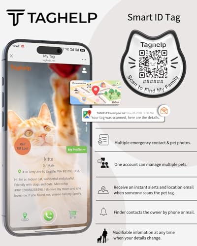Smart QR Code Cat Collar with Online ID Profile - Breakaway Safety Collar with Bell, Glow in The Dark & Cute Moons Stars Pendant, Adjustable Kitten Collar for Girl Cats 7.0-12.5 Inch(Black) - color: Black, size: Collar Only
