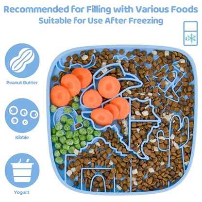 Puzzle Feeder Snuffle Mat and Lick Mat for Dogs,Texas Textured Slow Feeder, 0.75 Inch Thin Silicone Mat Holds 3 Cups, Dishwasher and Microwave Safe, Blue - color: Blue