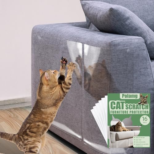 Cat Scratch Furniture Protector-16-Pack –Single-Sided, Heavy-Duty Self-Adhesive Tape, No-Residue for Couch, Doors & Walls - NO PINS - size: 16P NO pins