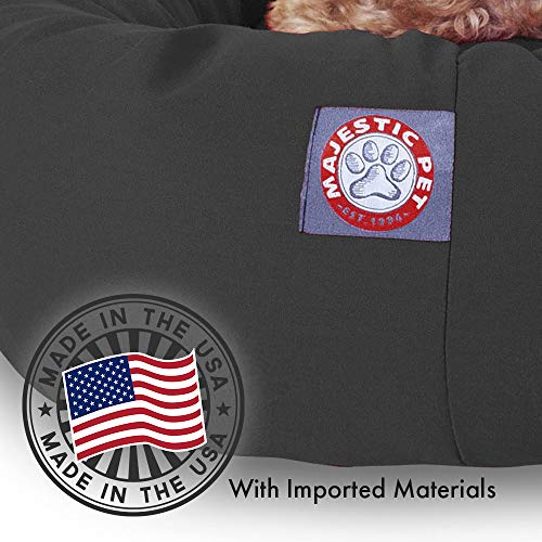 Majestic Pet 40 Inch Poly-Cotton Sherpa Calming Dog Bed Washable – Cozy Soft Round Dog Bed with Spine for Head Support - Fluffy Donut Dog Bed 40x29x9 (inch) – Round Pet Bed Large - Gray - color: Gray