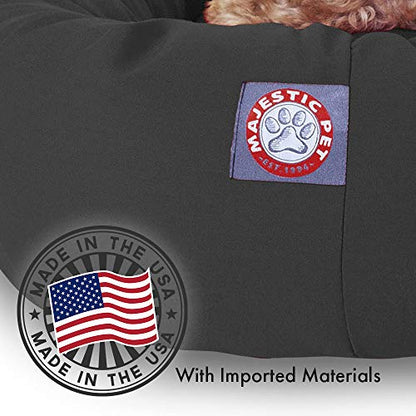 Majestic Pet 40 Inch Poly-Cotton Sherpa Calming Dog Bed Washable – Cozy Soft Round Dog Bed with Spine for Head Support - Fluffy Donut Dog Bed 40x29x9 (inch) – Round Pet Bed Large - Gray - color: Gray