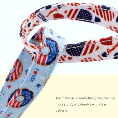 Faygarsle 2 Pack Patriotic American Flag Dog Collar Pattern Cat Collars Breakaway Safety Collar with Bell Spring Summer Design for Girl Cats, Red White Blue - color: Blue & White Flag