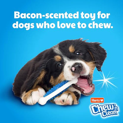 Hartz Chew 'n Clean Tuff Bone Bacon Scented Dental Dog Chew Toy - Large (Pack of 2) - color: green, orange, pink, size: Large (Pack of 2)